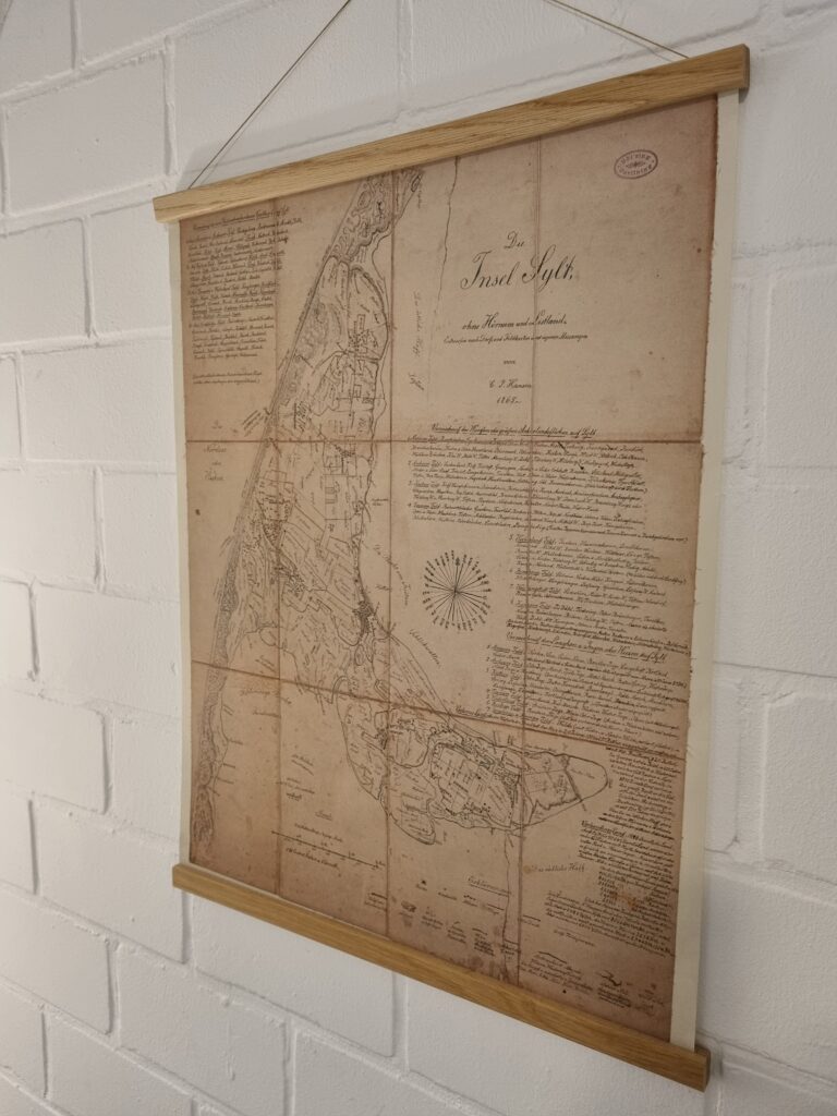 Wanddekoration einer alten Karte auf einem Wandscroll mit dem Motiv der Insel Sylt
